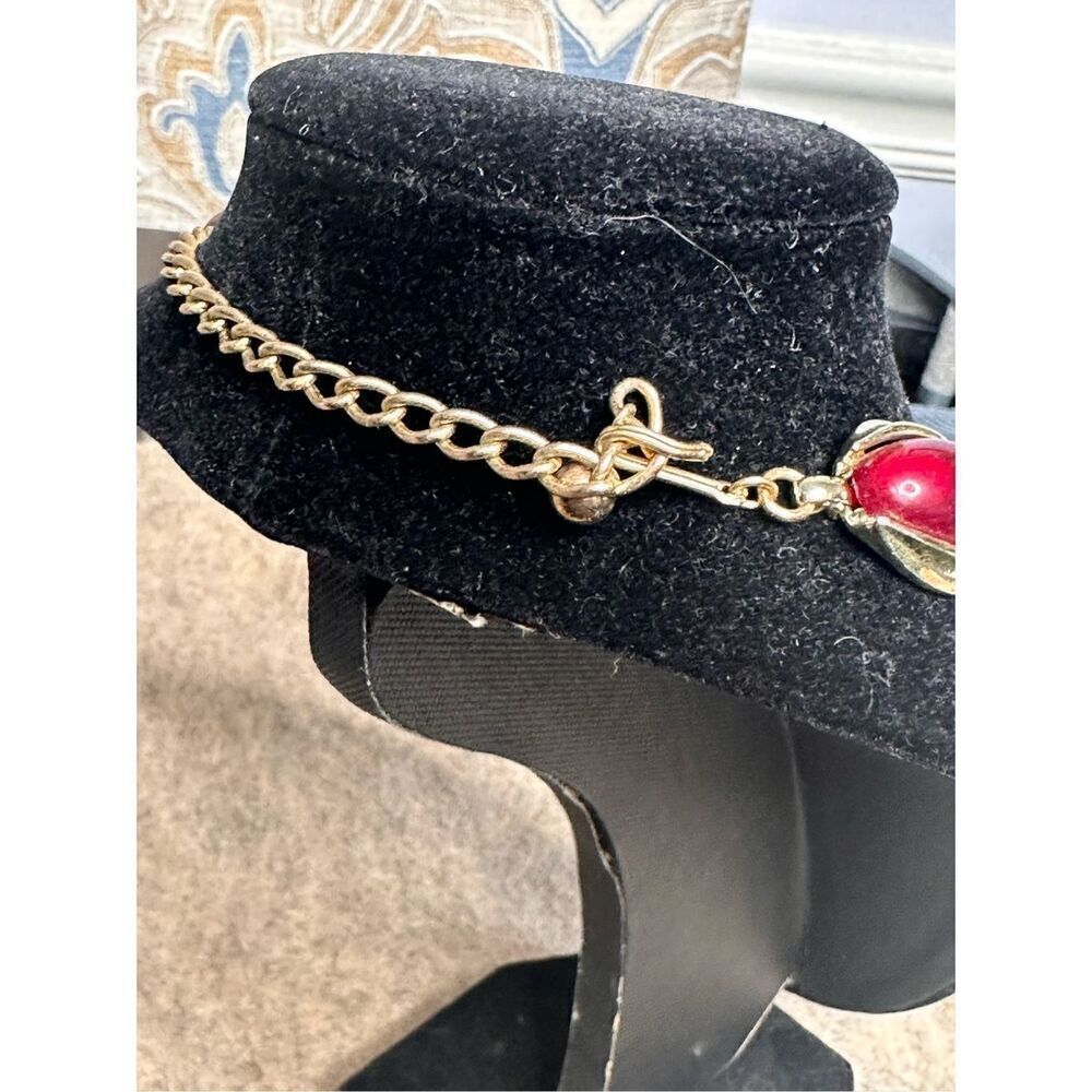 Stunning Statement Signed Kramer Red Cabochon Nec… - image 3